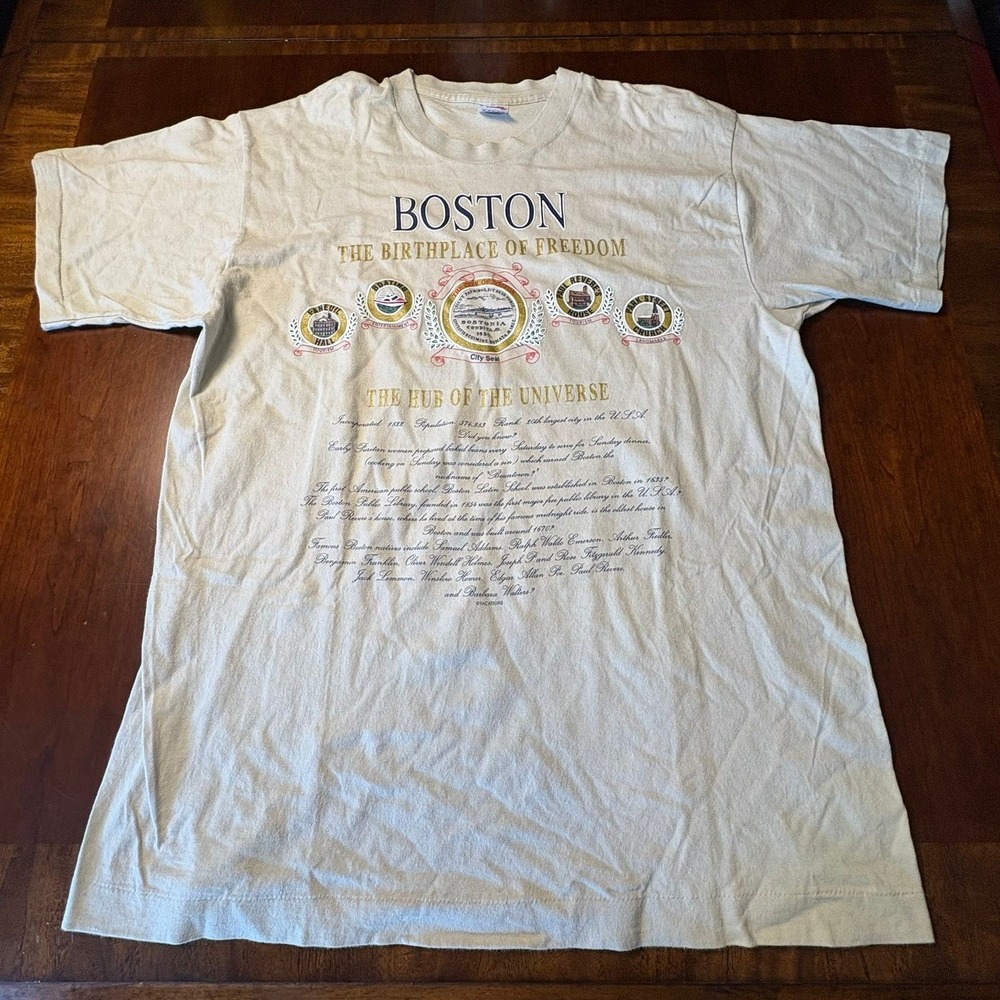 Vintage Boston Birthplace of Freedom Single Stitch T-Shirt USA XL